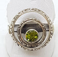 Sterling Silver Peridot in Circles Ring - Round