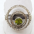 Sterling Silver Peridot in Circles Ring - Round