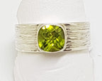 Sterling Silver Peridot Square in Wide Band Ring