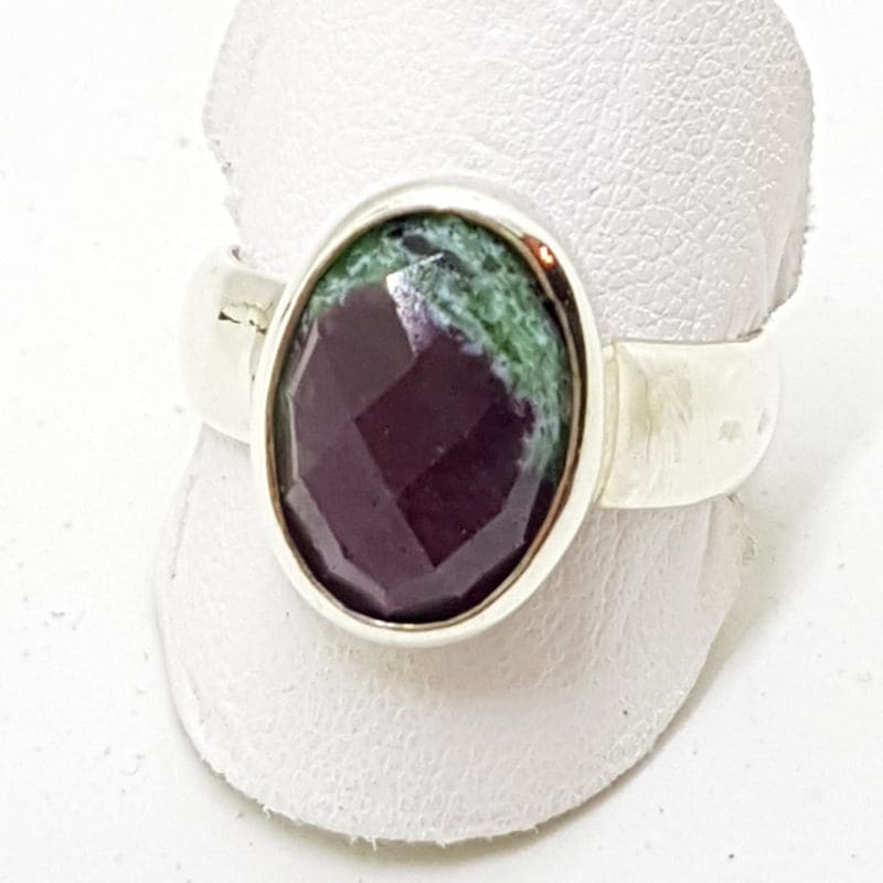 Sterling Silver Oval Ruby Zoisite Ring