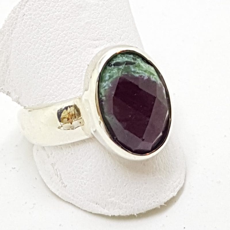 Sterling Silver Oval Ruby Zoisite Ring