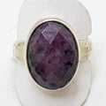 Sterling Silver Large Oval Ruby Zoisite Ring