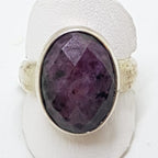 Sterling Silver Large Oval Ruby Zoisite Ring