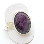 Sterling Silver Large Oval Ruby Zoisite Ring