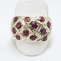 Sterling Silver Ruby Wide Cluster Band Ring