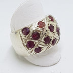 Sterling Silver Ruby Wide Cluster Band Ring
