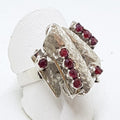Sterling Silver Large Vintage Ruby Cluster Ring