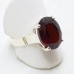 Sterling Silver Garnet Oval Claw Set Ring