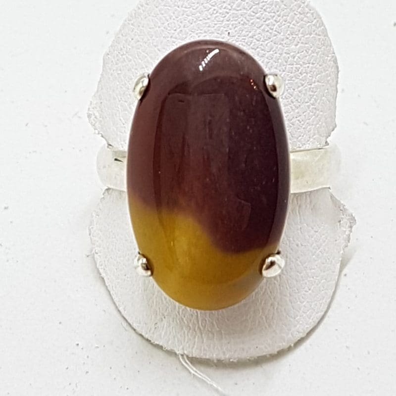 Sterling Silver Large Mookaite Oval Ring - Claw Set