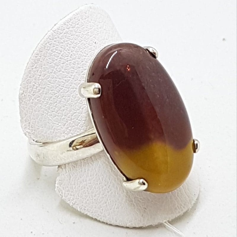Sterling Silver Large Mookaite Oval Ring - Claw Set
