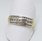 9ct Yellow & White Gold Diamond Chanel Set Wide Band Ring