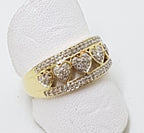 9ct Yellow Gold Diamond Heart Design Wide Band Ring