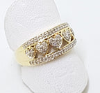9ct Yellow Gold Diamond Heart Design Wide Band Ring
