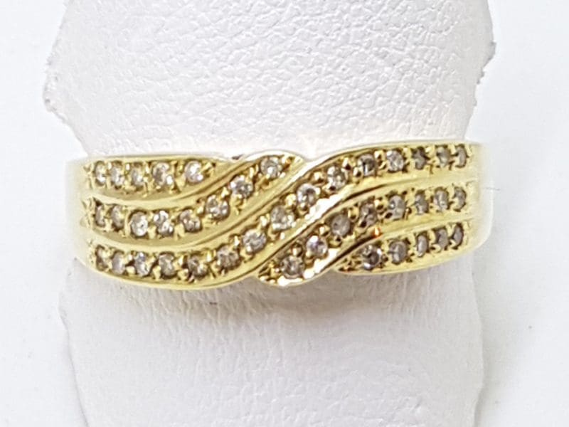 9ct Yellow Gold Diamond Wide Twist Design Ring