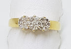 18ct Yellow Gold Diamond 3 Flower / Daisy Clusters Ring