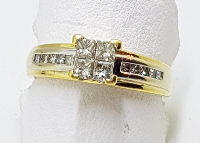 18ct Yellow Gold Diamond Square Engagement Ring