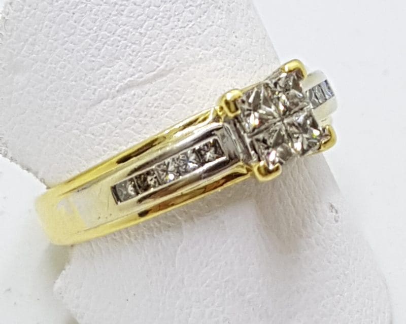 18ct Yellow Gold Diamond Square Engagement Ring