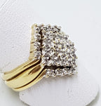 9ct Gold Diamond Square Engagement, Wedding & Eternity 3 Ring Set