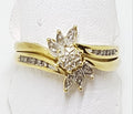 9ct Gold Diamond Engagement & Wedding Ring Set