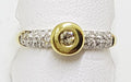 9ct Gold Diamond Engagement Bezel and Pave Set Ring