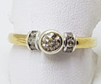 9ct Yellow Gold and White Gold Diamond Bezel Set Ring - Engagement Ring