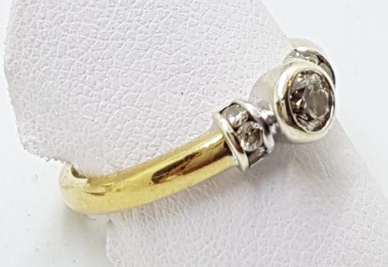 9ct Yellow Gold and White Gold Diamond Bezel Set Ring - Engagement Ring