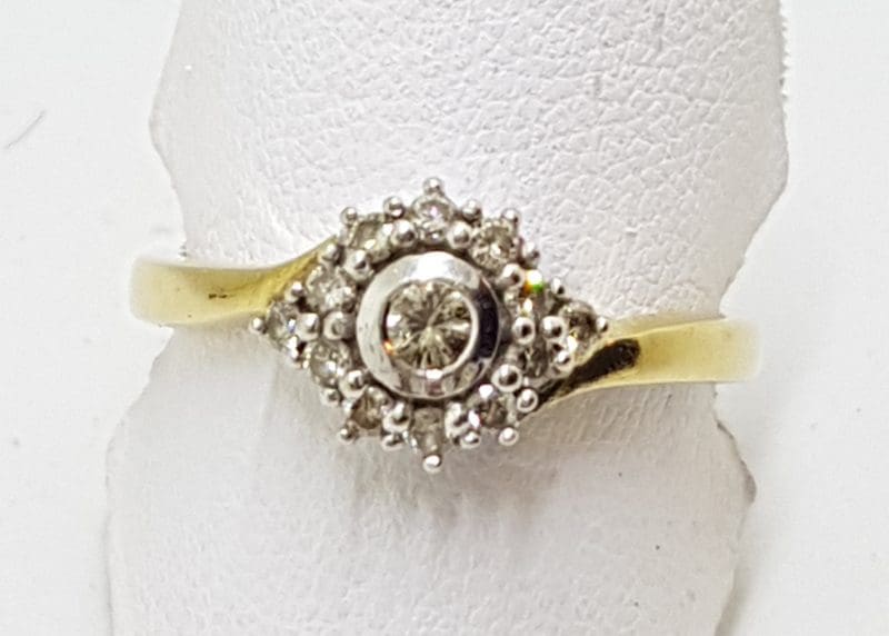 18ct Yellow Gold Diamond Round Cluster Ring