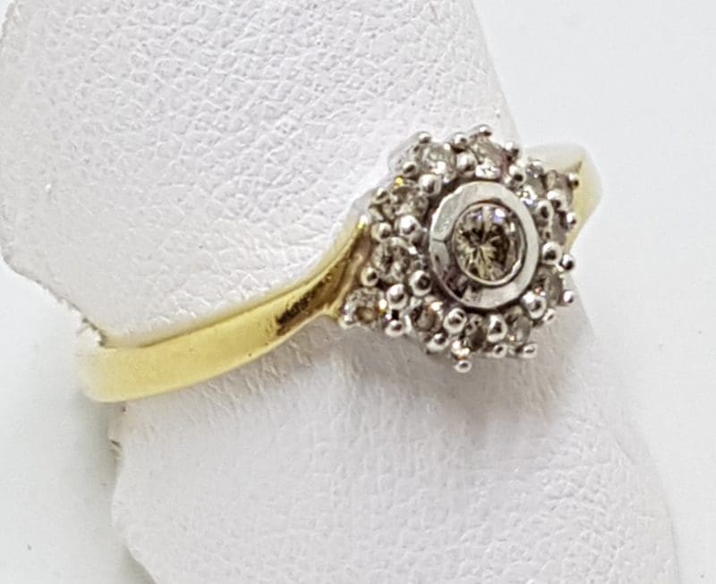18ct Yellow Gold Diamond Round Cluster Ring
