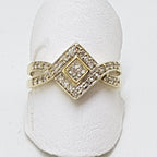 9ct Yellow Gold Diamond Square Ring