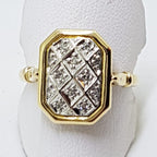 9ct Yellow Gold Diamond Rectangular Cluster Ring