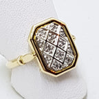 9ct Yellow Gold Diamond Rectangular Cluster Ring