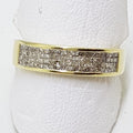 14ct Yellow Gold Square Diamond Band Ring - 4 Row