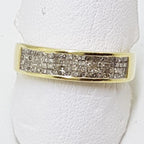14ct Yellow Gold Square Diamond Band Ring - 4 Row