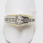 14ct Yellow Gold and White Gold Diamond Engagement Ring - Marquis and Round Cut