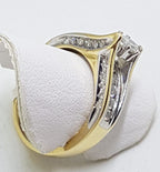 14ct Yellow Gold and White Gold Diamond Engagement Ring - Marquis and Round Cut