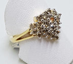 14ct Yellow Gold ' Heart ' Shaped Diamond Cluster Ring