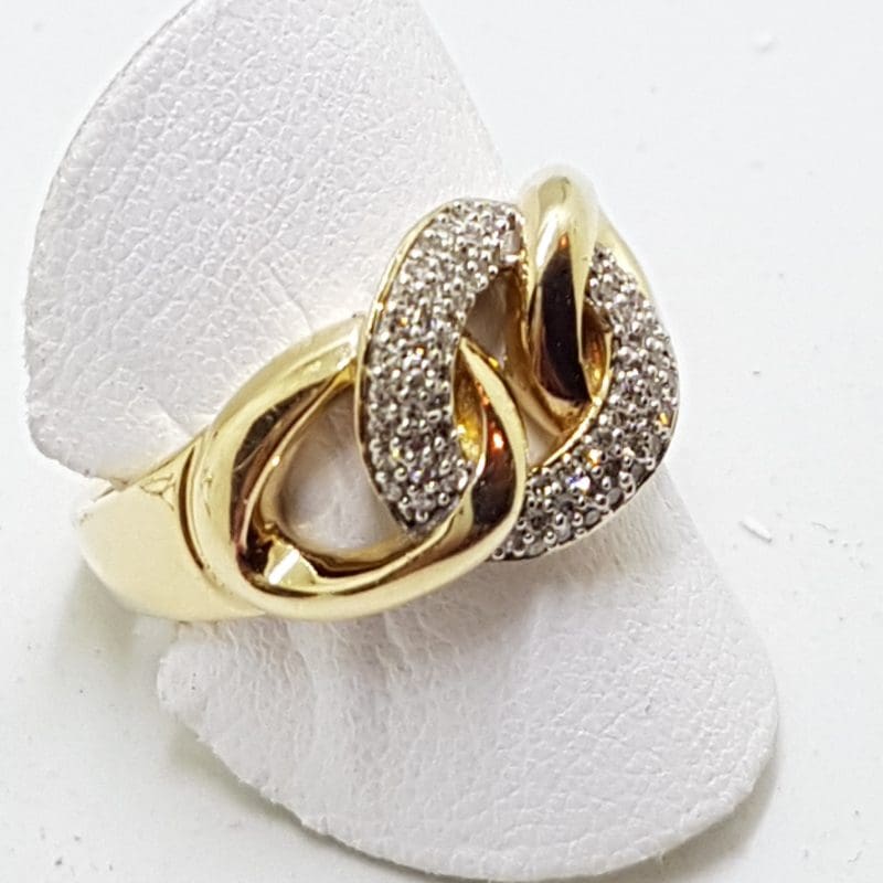 10ct Yellow Gold Diamond Interwoven Rings / Circles / Knots Ring