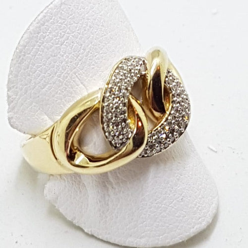 10ct Yellow Gold Diamond Interwoven Rings / Circles / Knots Ring