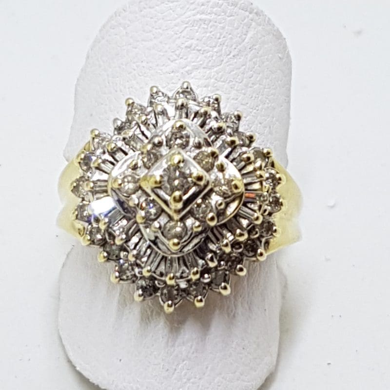 10ct Yellow Gold Diamond Large Cluster Ring