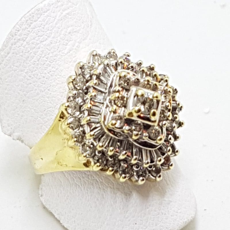 10ct Yellow Gold Diamond Large Cluster Ring