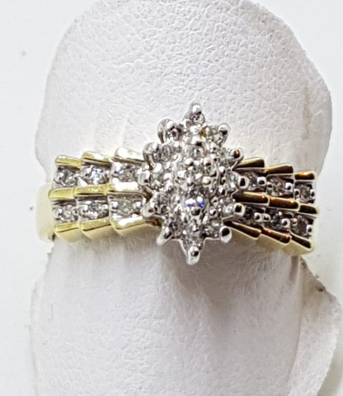 10ct Yellow Gold Diamond Cluster Ring