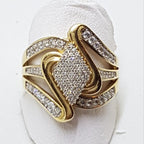 10ct Yellow Gold Diamond Wide Wave Cluster Ring