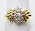10ct Yellow Gold Diamond Large Cluster Ring