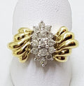 10ct Yellow Gold Diamond Large Cluster Ring