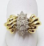10ct Yellow Gold Diamond Large Cluster Ring
