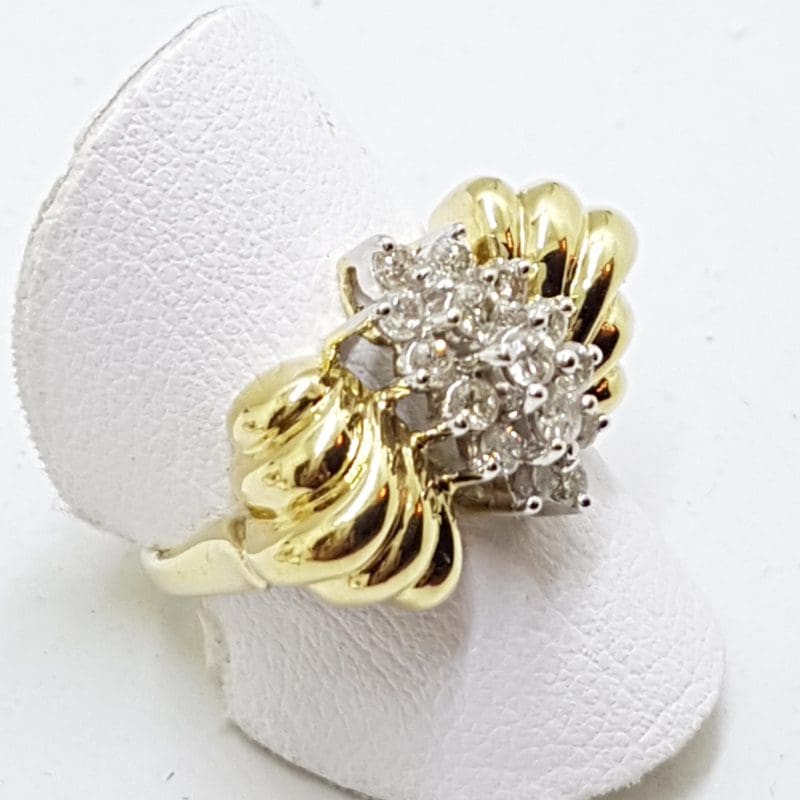 10ct Yellow Gold Diamond Large Cluster Ring
