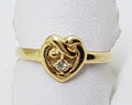 9ct Gold Heart Twist Ring with Diamond