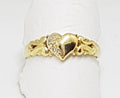 9ct Gold Ornate Heart Ring with Diamond - Signet