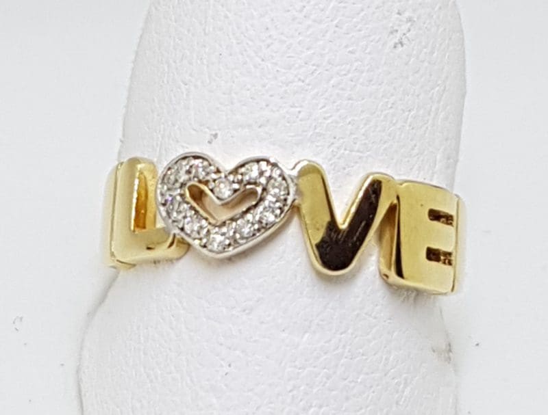 9ct Yellow Gold and Diamond " Love " Ring