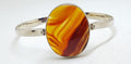Sterling Silver Heavy Bangle with Oval Agate